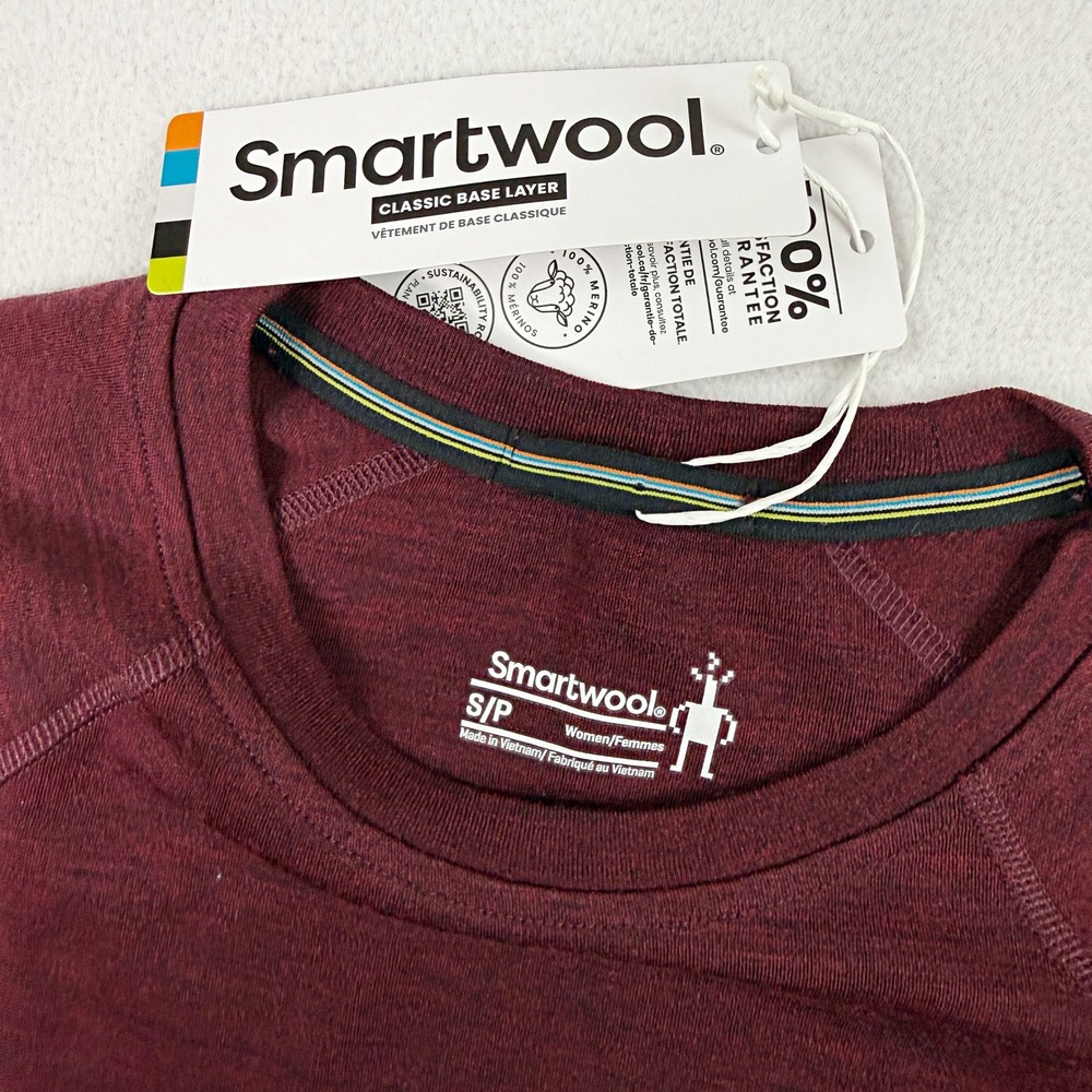 Smartwool Classic Thermal Merino Wool Baselayer Top Size S Womens Dark Red NEW - Picture 2 of 9